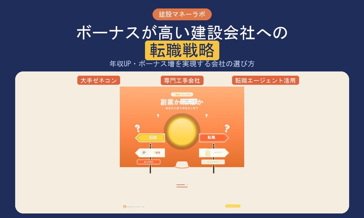 ボーナスが高い建設会社への転職戦略