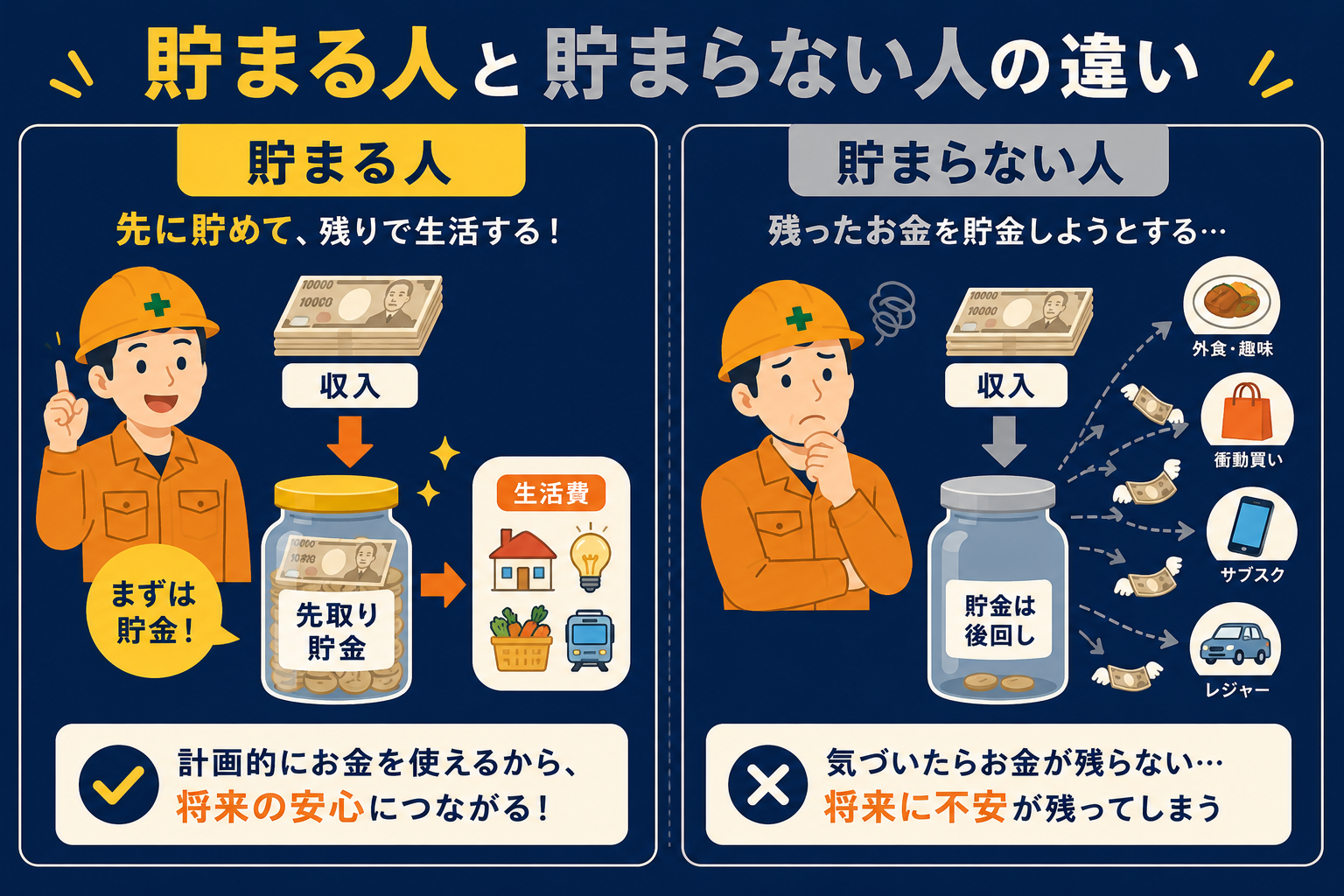 手取りが少なくても貯まる人と貯まらない人の違い