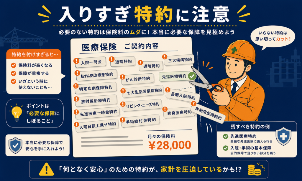 入りすぎ特約に注意 必要な保障にしぼる