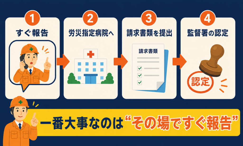労災の手続き4ステップ