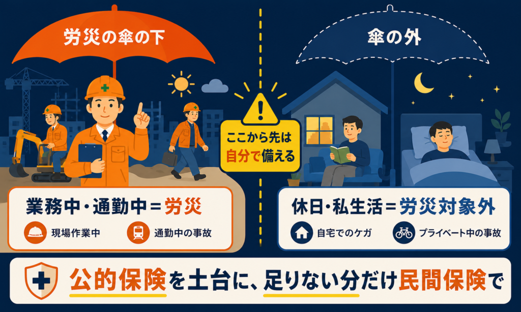 労災の守備範囲と私生活のリスク