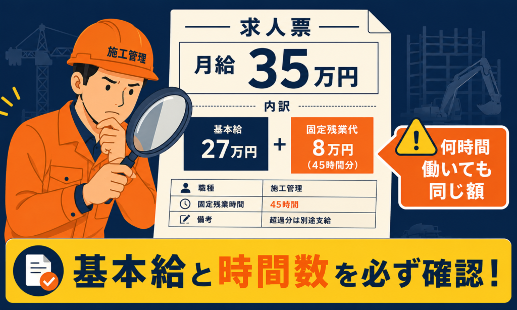 求人票のみなし残業(固定残業代)の見方