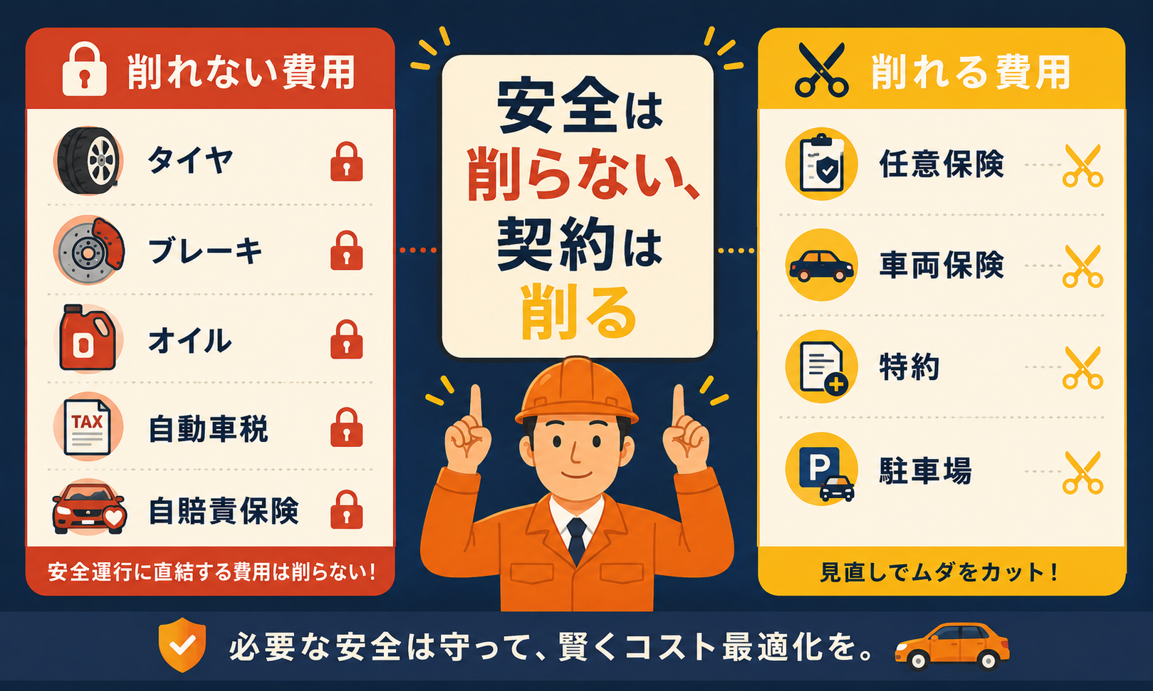 削れない費用と削れる費用を左右で対比した図解