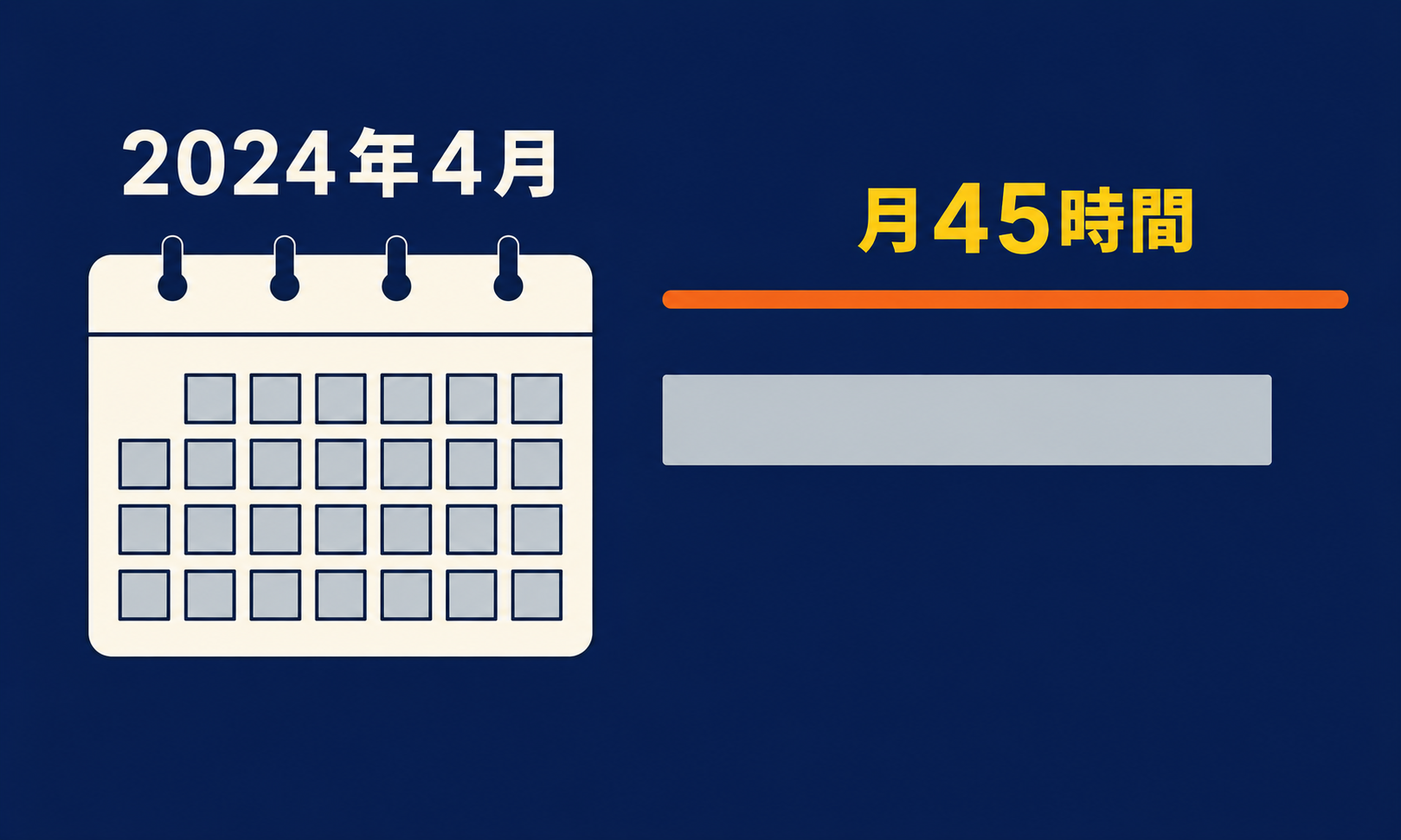 2024年4月から建設業に時間外労働の上限規制が適用され原則が月45時間になったことを示す図